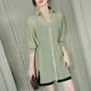 2023夏季新款雪纺衫中长款衬衫女长袖防晒衣绿色空调衫 商品缩略图2