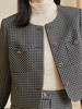 剩S/XL/XXL 米思阳2025春季新款时尚小香风格纹短外套圆领长袖单排扣上衣2691 商品缩略图3