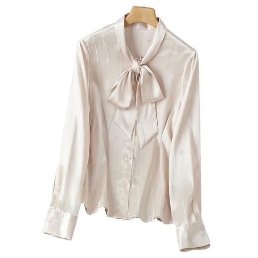 2023秋装新款衬衫女长袖宽松雪纺衫纯色女士衬衣A2709 商品图4