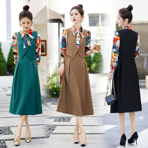 秋季新款，假三件套连衣裙女装时尚气质女装HR-GJC2379 商品图0