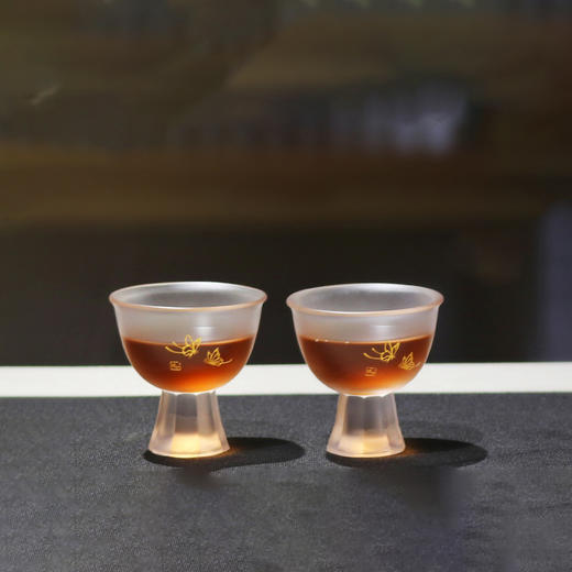 心缘堂蝶恋花高足杯/本色100ML 手工琉璃茶杯品茗杯主人杯 大号加厚功夫茶杯单杯 商品图2