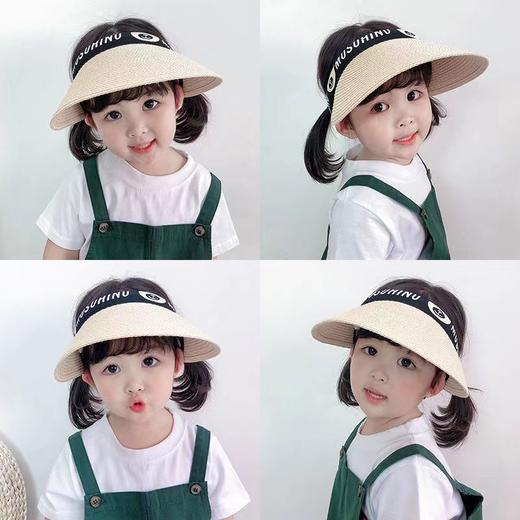 【夏季空顶大檐遮阳草帽】男童女童可伸缩护脸防紫外线遮阳帽，男女宝宝沙滩凉帽 商品图2