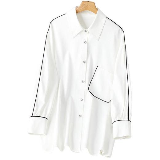 港风女装2023秋装新款 白衬衫女长袖中长款大码女士衬衣 商品图4