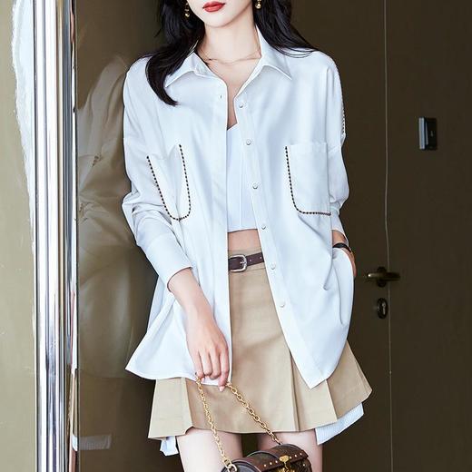 2023秋装新款衬衫女长袖宽松雪纺衫白色女士衬衣A2399 商品图2