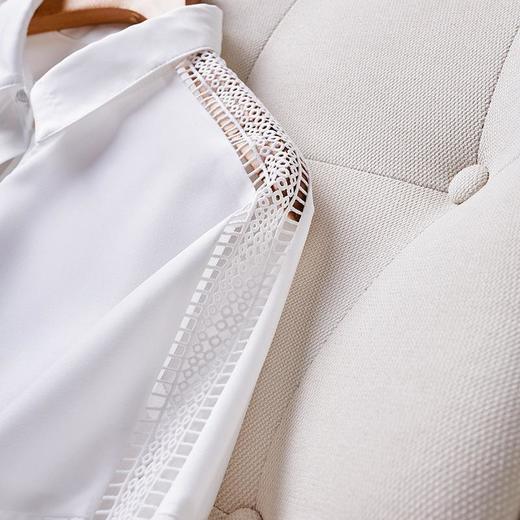 2023秋装新款白衬衫女长袖宽松雪纺衫镂空女士衬衣A2561 商品图2