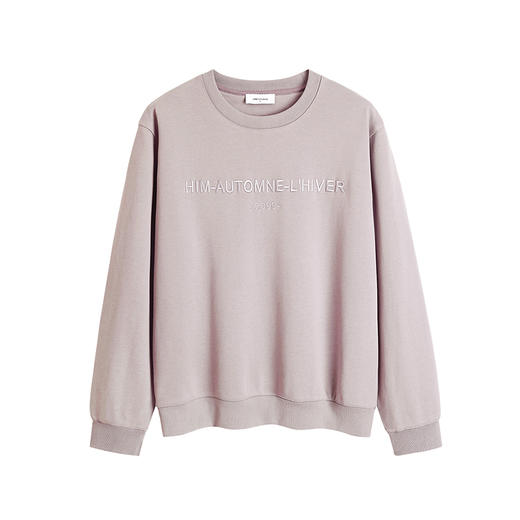 HIM漢崇 斯文气质立体刺绣简约舒适长袖圆领套头卫衣 2025秋季 商品图4