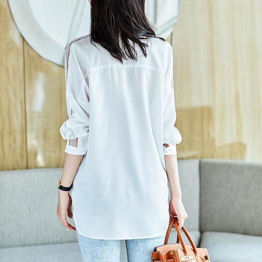 2023秋装新款白衬衫女长袖宽松雪纺衫镂空女士衬衣A2561 商品图1