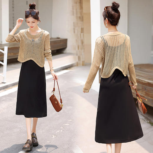 针织开衫时尚休闲，显瘦早秋穿搭套装裙HR-YF9518 商品图2