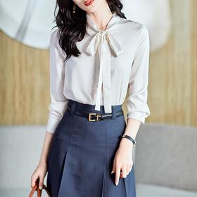 2023秋装新款衬衫女长袖宽松雪纺衫纯色女士衬衣A2739