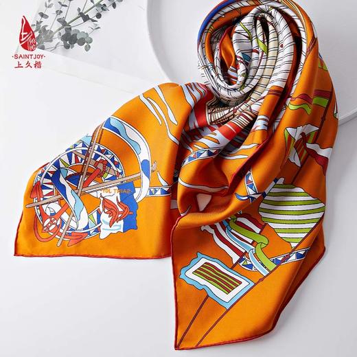 SAINTJOY/上久楷真丝方巾 双面印花真丝方巾  远航  FJS23025 商品图6