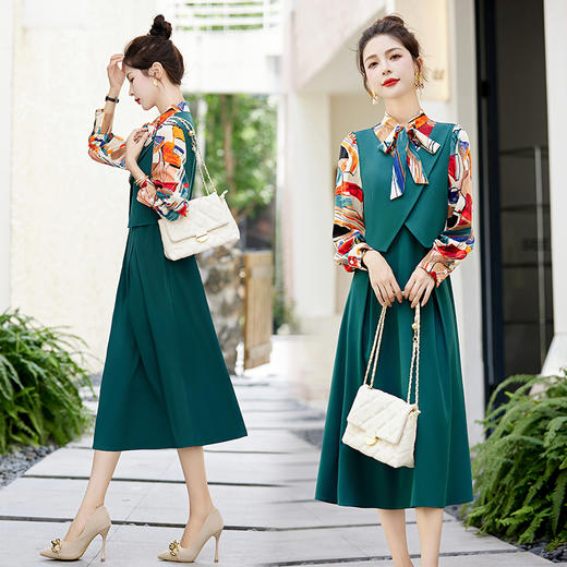 秋季新款，假三件套连衣裙女装时尚气质女装HR-GJC2379 商品图3
