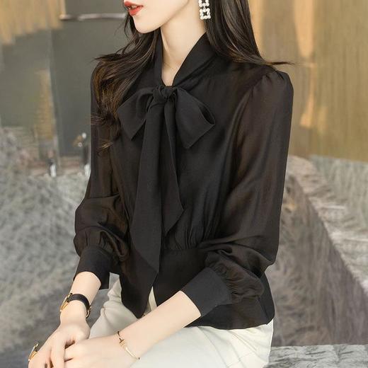 2023秋装新款衬衫女长袖韩版系带洋气大码女士衬衣2066 商品图3