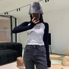 【YW】无忧购秋季青春洋溢美少女调调调耐穿不易起球插肩袖下摆弧形撞色打底衫2024-1 商品缩略图8