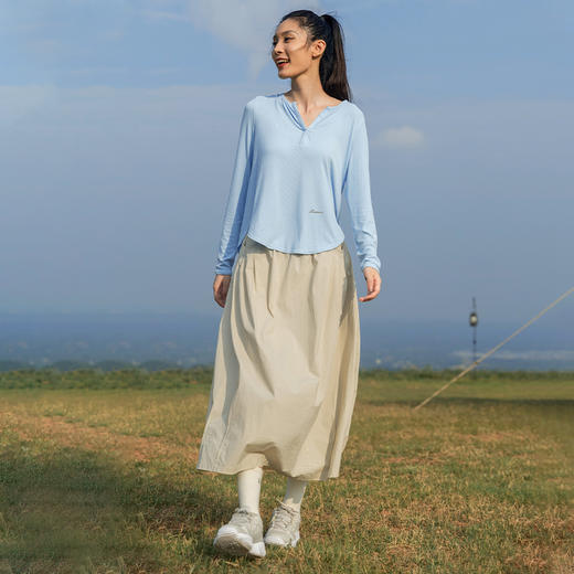 【肌理针织】V领宽松版型 遮肉显瘦 前短后长不对称罩衫 长袖上衣 商品图2