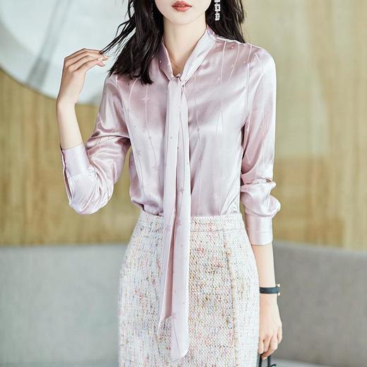 2023秋装新款衬衫女长袖宽松雪纺衫纯色女士衬衣A2709 商品图1