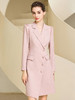 秋季新款高端时尚洋气粉色连衣裙长袖主持人职业装西装裙 商品缩略图2