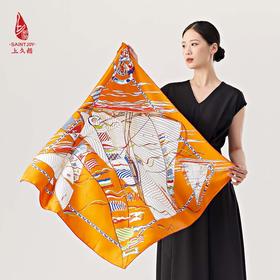 SAINTJOY/上久楷真丝方巾 双面印花真丝方巾  远航  FJS23025