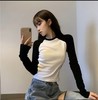 【YW】无忧购秋季青春洋溢美少女调调调耐穿不易起球插肩袖下摆弧形撞色打底衫2024-1 商品缩略图1