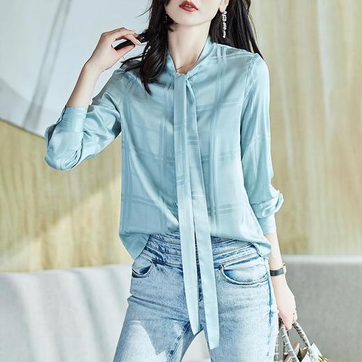 2023秋装新款衬衫女长袖宽松雪纺衫系带女士衬衣A2566 商品图0