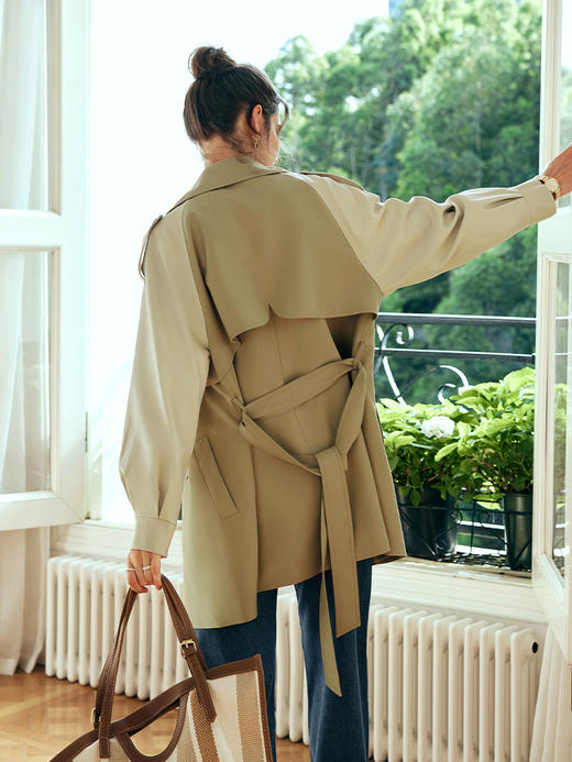 OLrain欧芮儿法式卡其色风衣外套女秋季2023年新款宽松小个子上衣 商品图2