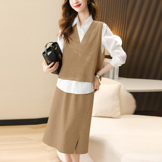 时尚休闲，气质马甲衬衣半身裙三件套HR-XSILU2301 商品图4