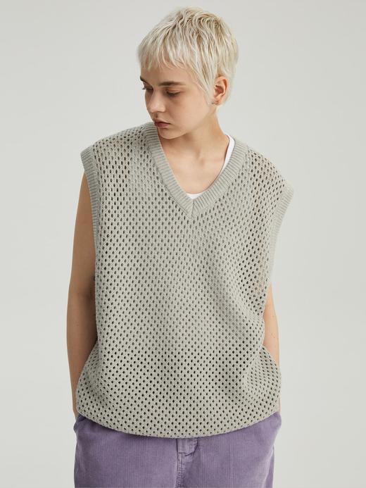 WassupHouse 镂空V领毛背心 商品图6