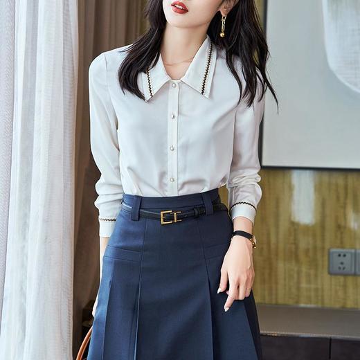 2023秋装新款衬衫女长袖宽松雪纺衫简约女士衬衣A2510 商品图1