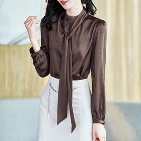 2023秋装新款衬衫 飘带可以脱卸女长袖雪纺女士衬衣A2398