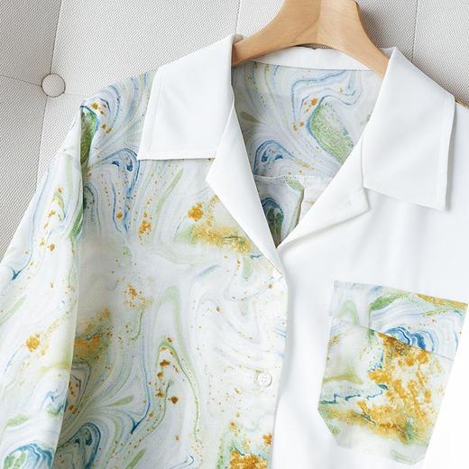 2023秋装新款衬衫女长袖宽松雪纺衫印花女士衬衣A2395 商品图3