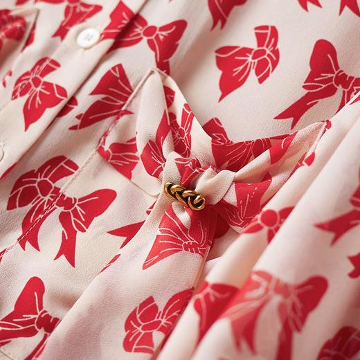 2023秋装新款衬衫女长袖宽松雪纺衫蝴蝶结女士衬衣A2393 商品图2