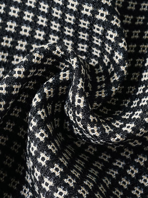 剩S/XL/XXL 米思阳2025春季新款时尚小香风格纹短外套圆领长袖单排扣上衣2691 商品图4