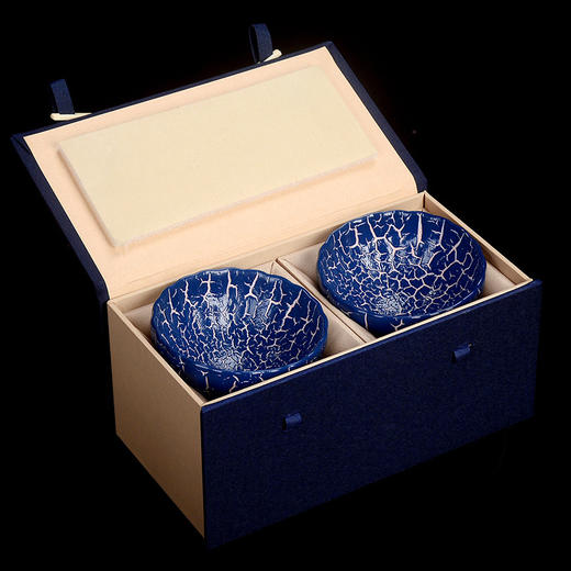 「一对礼盒装」建阳建盏主人杯茶盏 品茗杯手工陶瓷茶杯蚯蚓走泥纹窑变杯餐饮用具 商品图2