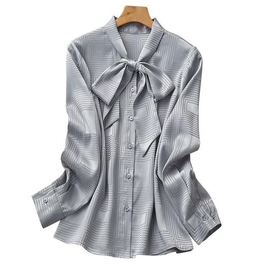 2023秋装新款衬衫女长袖宽松雪纺衫系带女士衬衣A2710 商品图4