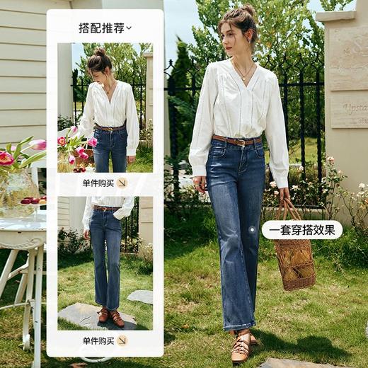 OLrain欧芮儿法式白色V领衬衫女夏季2023新款宽松镂空灯笼袖衬衣 商品图3