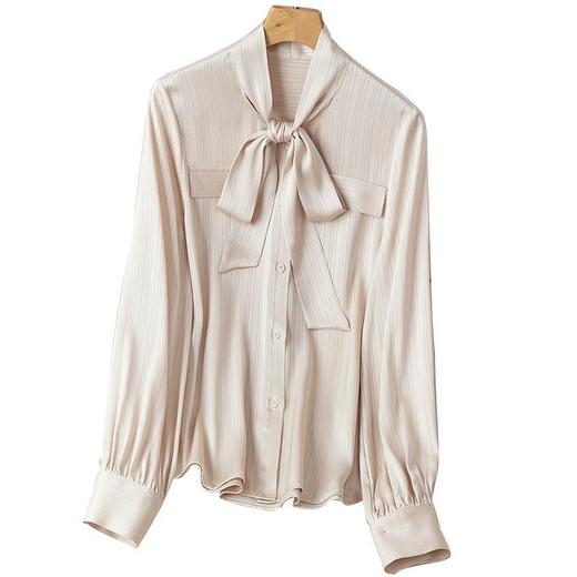 2023秋装新款衬衫女长袖宽松雪纺衫纯色女士衬衣A2730 商品图4