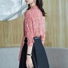 2023秋装新款衬衫女长袖宽松雪纺衫红色女士衬衣A2722 商品缩略图1