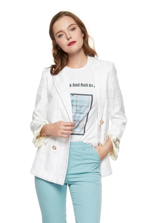 J.A 双排扣格纹西装外套 7612 商品图2