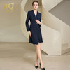 秋季高端藏青色连衣裙女长袖主持人职业装西装裙气质时尚工作服 商品缩略图3
