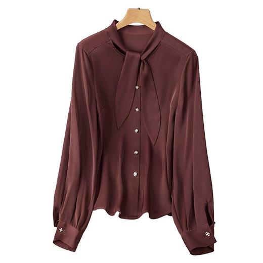 2023秋装新款衬衫女长袖宽松雪纺衫灯笼袖女士衬衣A2715 商品图4