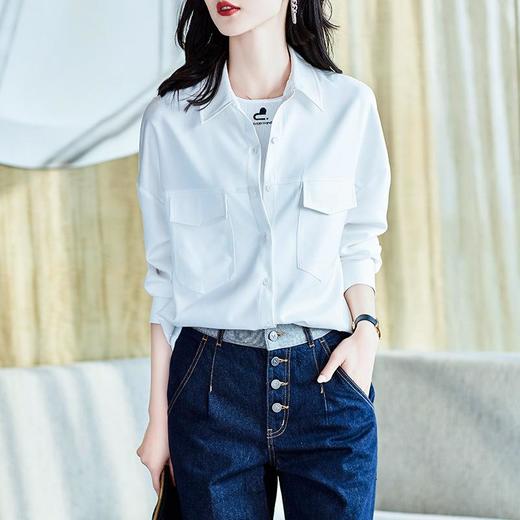 2023秋装新款白衬衫女长袖宽松雪纺衫休闲女士衬衣A2688 商品图0
