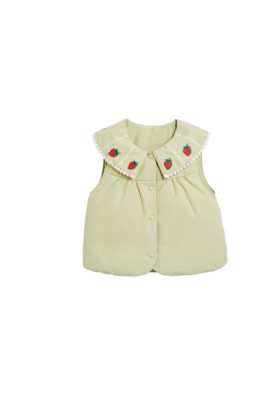 小草莓花边领羽绒马甲