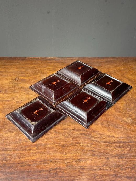 木胎红褐大漆方碟五件套组，顺丰包邮 商品图9