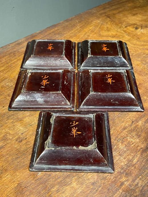 木胎红褐大漆方碟五件套组，顺丰包邮 商品图8