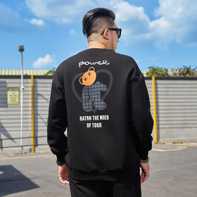 【新款DMH】大依优型大码圆领印花卫衣长袖弹力加肥加大胖子上衣男士T恤肥佬打底男装