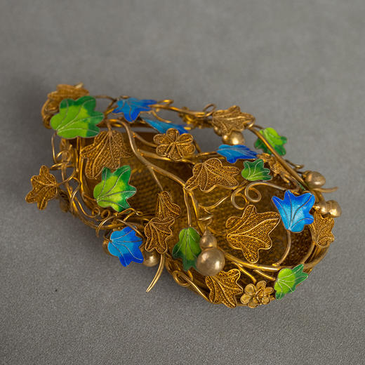 清 银鎏金累丝烧蓝葫芦形香囊 商品图2