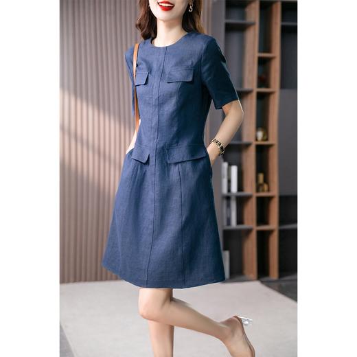 【现货7天】法式高级感亚麻连衣裙女2023夏季新款韩版宽松显瘦气质中长裙 商品图0