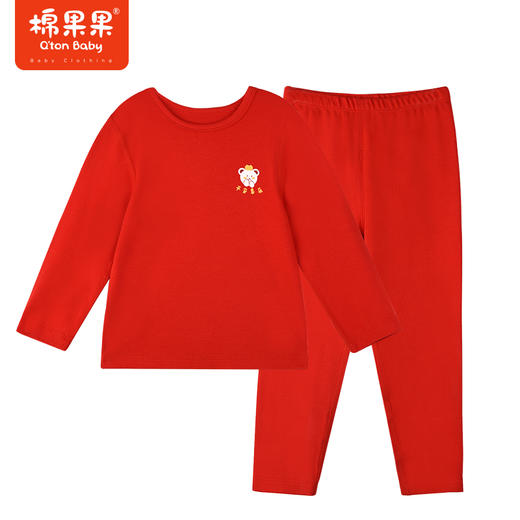 棉果果冬季新品内衣家居中小童80-130码5A抗菌套头套装M501302423704 商品图2