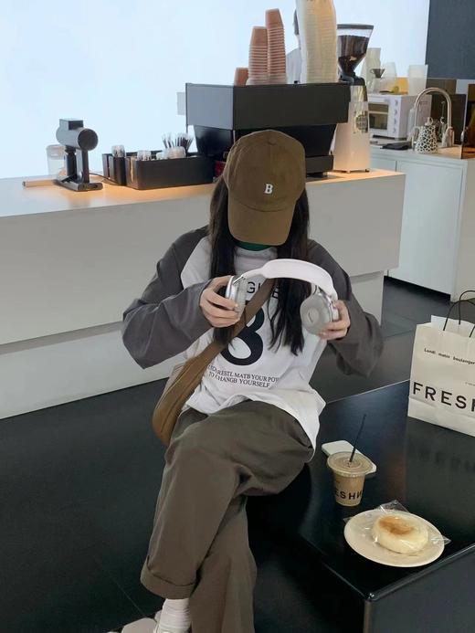 C6175        韩版气质宽松休闲减龄百搭拼色长袖上衣T恤（特价不退换） 商品图2