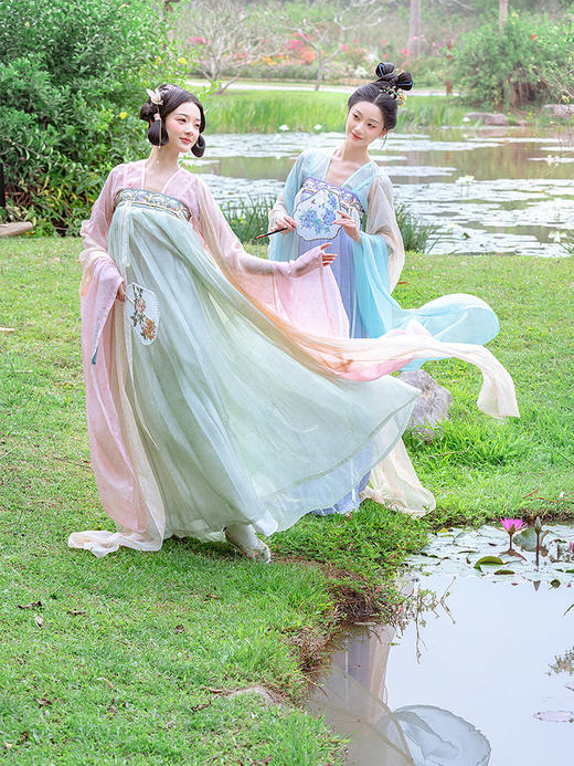 【重回汉唐翩翩】正品原创齐胸襦裙披帛唐制汉服女装春夏季姐妹装 商品图4