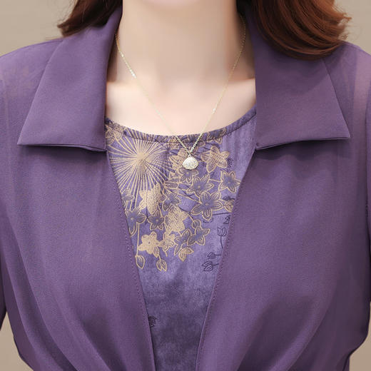 秋季新款，时尚妈妈装印花无袖连衣裙外套组合套装QYM-JJ-AE23507-Y 商品图3